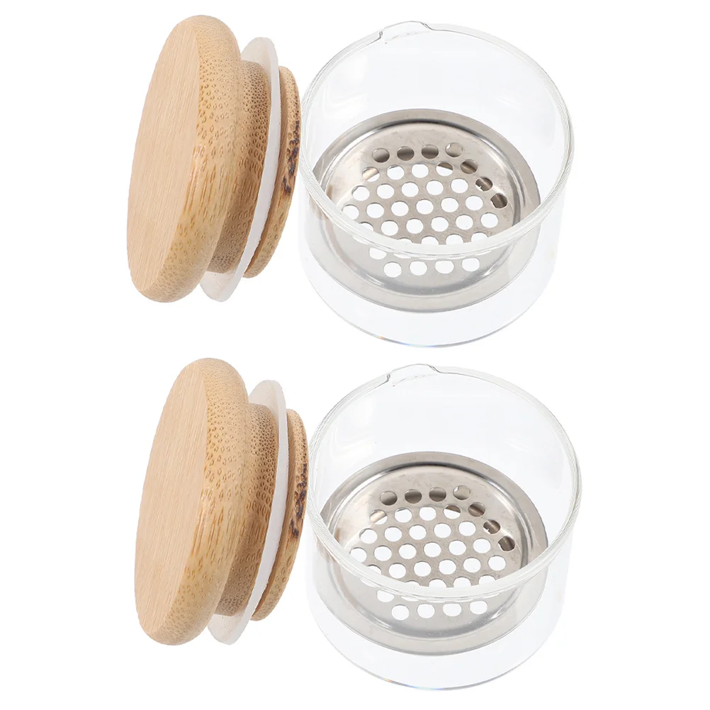 2Pcs Glass Nail Cup Manicure Nail Art Cleaning Dish Liquid Powder Mixer Durable Use Lidded Glass Bowl Nails Dish