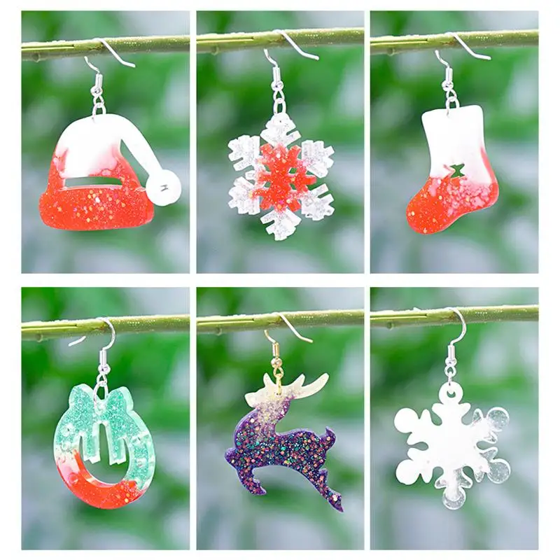 Snowflake Pendant Combination Earrings Mold Christmas Pendant Silicone Mold Home Decoration Mold Suitable For Women Earring Mold