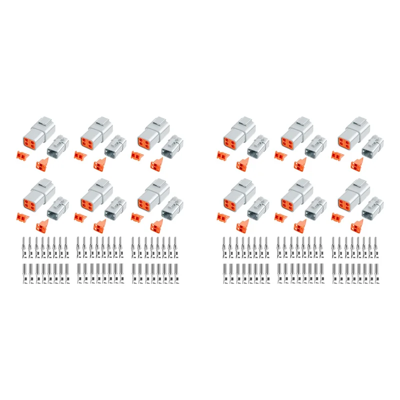 

A47U 144 PCS Deutsch DTP Connector Kit 4 Pin Automotive Waterproof Connectors 12 Sets With Size 12 Stamped Contacts Gauge