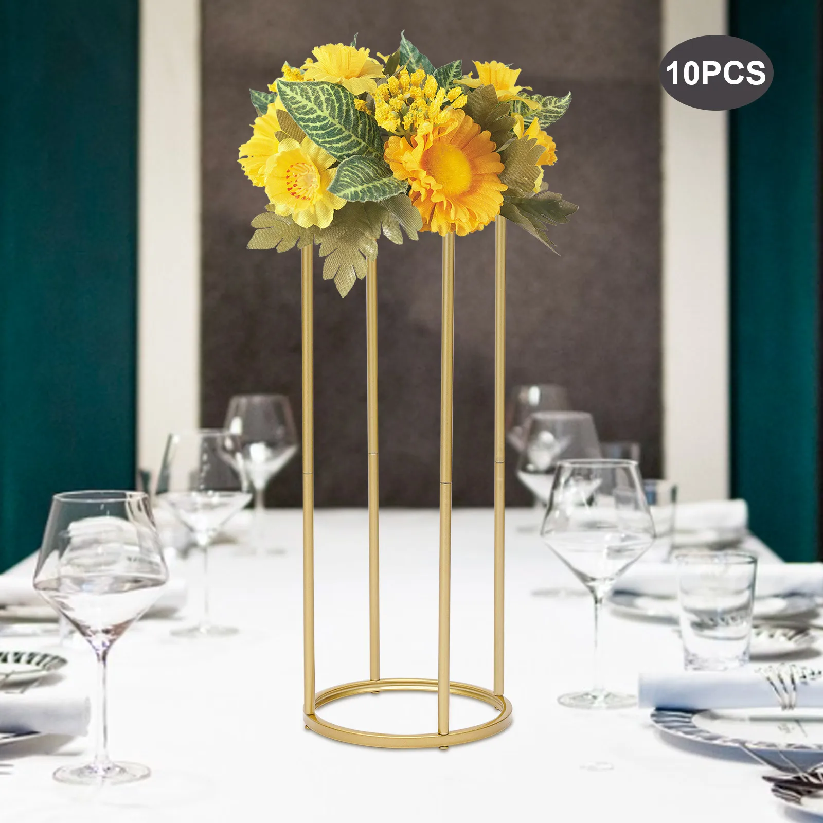 10 Pcs Gold Flower Stand Rectangular Display Rack Wedding Party Table Decor 10 Pcs 80/60cm Gold Tall Flower Stand Wedding Party