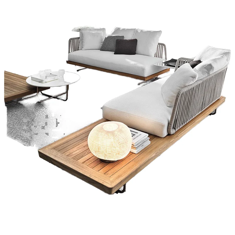 Modern Outdoor Sofa Rattan Lounge Chair, Suitable For Villa Garden Sun Room Or Courtyard Teak Furniture, Suitable For Outdoor Le