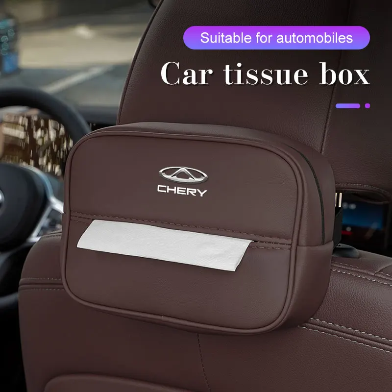 

Leather Car Tissue Box For Chery Tiggo 5 2 3 7 8 PRO 5X 3X QQ Arrizo A1 E5 A3 A5 Seat Back Hanging Paper Storage Bag Accessories