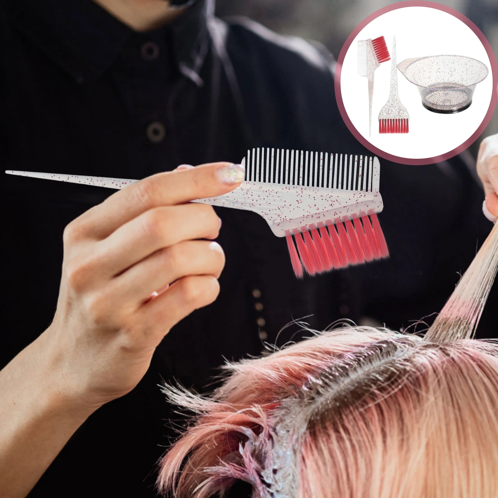 

Hair Dye Brush Set Reusable Thickened Mixing Bowl Salon Home Diy Tool Kit Durable Bristle Even Color Application Easy Clean