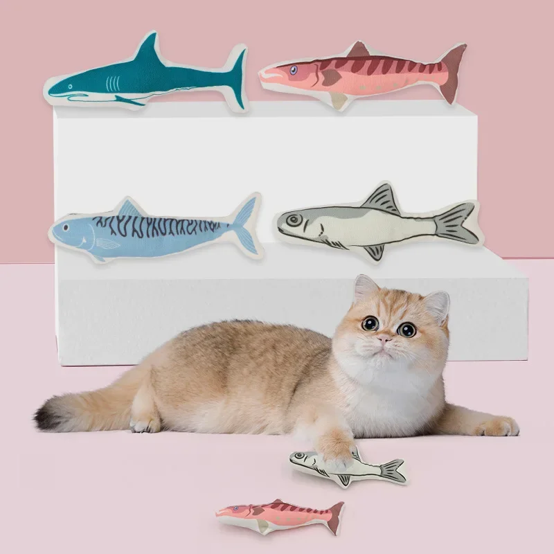 

Catnip Cat Toys Canvas Fish Shark Shaped Multi Color Optional Fun Bite Pet Toy Supplies