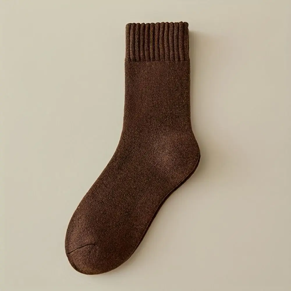 

Casual Cashmere Fuzzy Wool Socks Thick Solid Color Mid Tube Socks Thermal Winter Warm Velvet Socks For Women