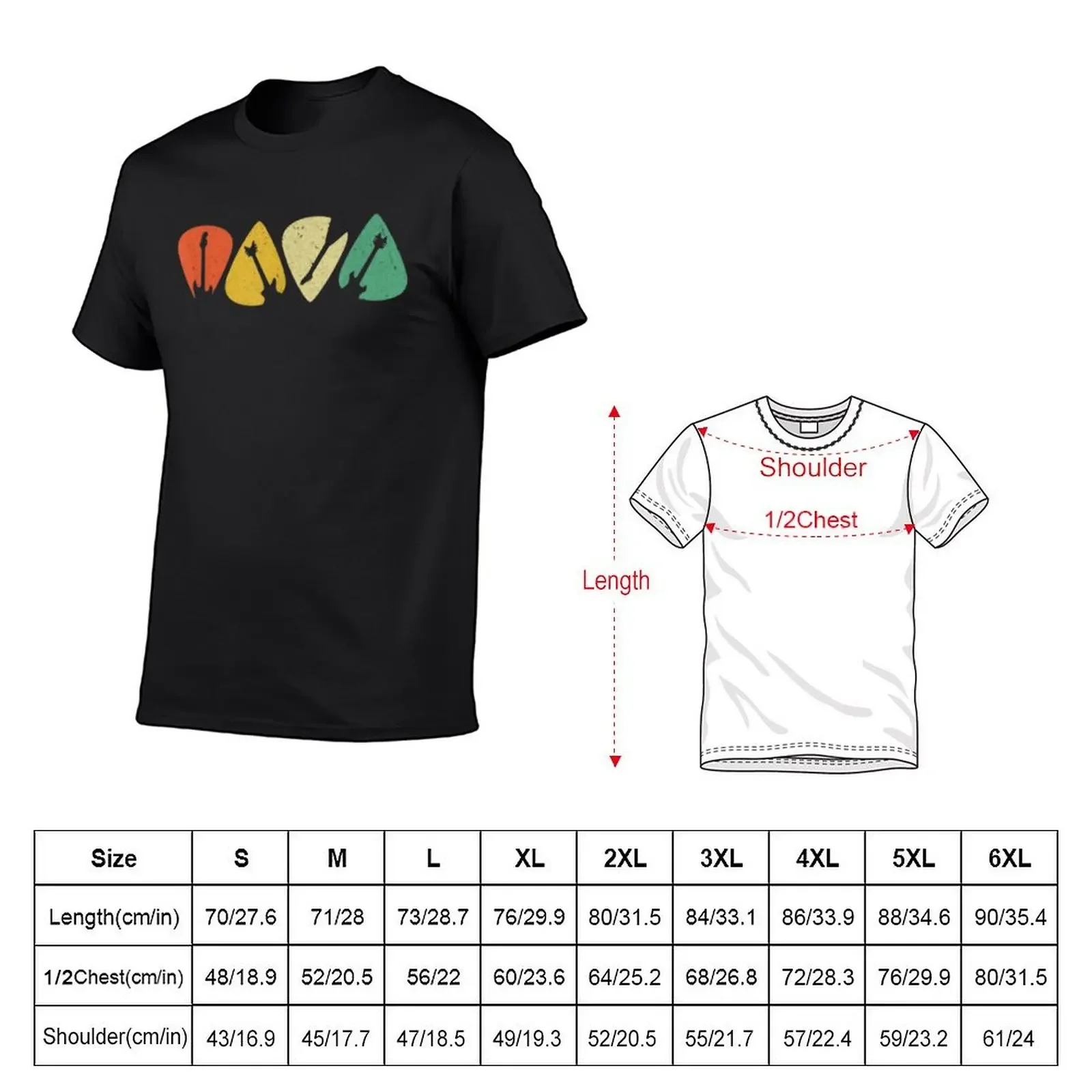 Guitar Pick Gift For Guitarist Retro Vintage T-Shirt baggy shirts graphic shirts men clothing