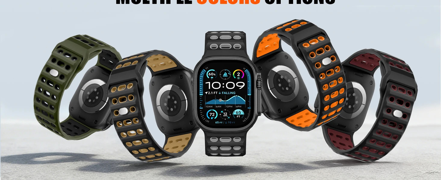 Armbänder für Apple Watch Ultra 4 3 Band 49mm 46mm 45mm 44mm 42mm, Sportarmband aus Silikon, Farbe: Ozean, Correa iWatch Serie 12 11 10 SE 9 8 – Detail 6