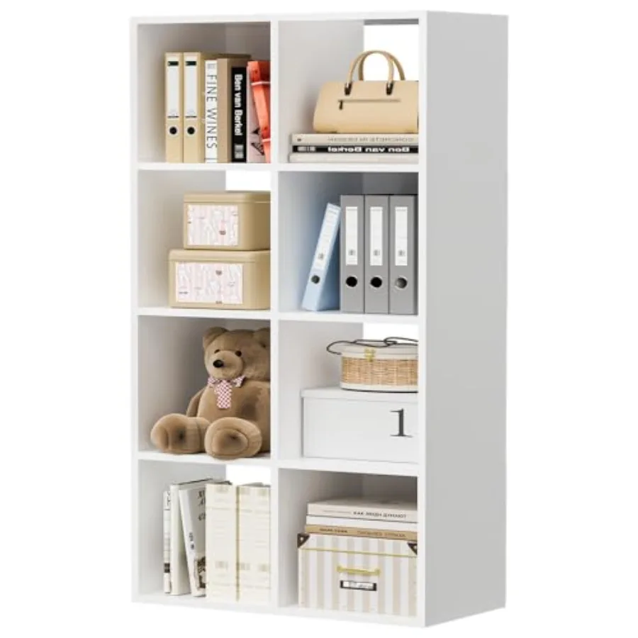 

Wood Storage Organizer with Open Back and Removable Back Panels, 11In White Cube Storage Bookshelf, Cubicle Shelf Bookcase for