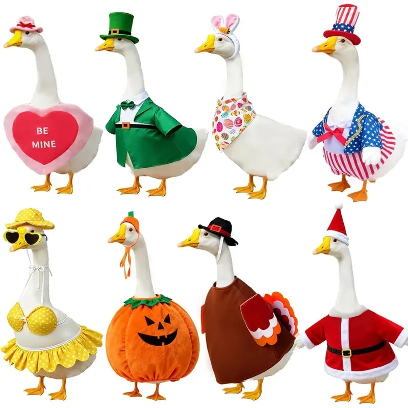 8 Set Holiday Porch Goose Outfits All Seasons Bundle for Valentine St Patrick Easter Summer 4th of July Fall Halloween