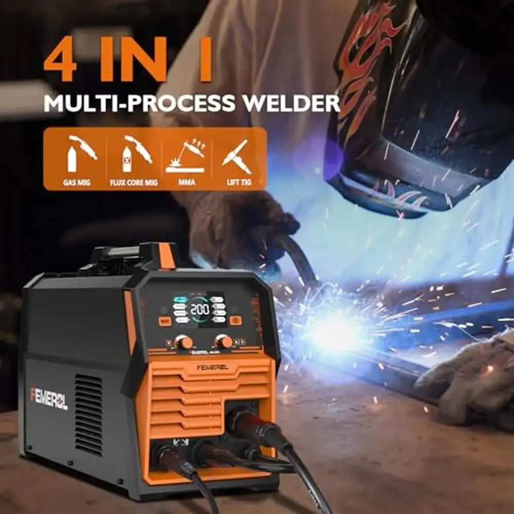 Machine à souder multi-processus avec affichage LED, gaz MIG Stick, Flux Core, TIG 200A, 110V, 220V