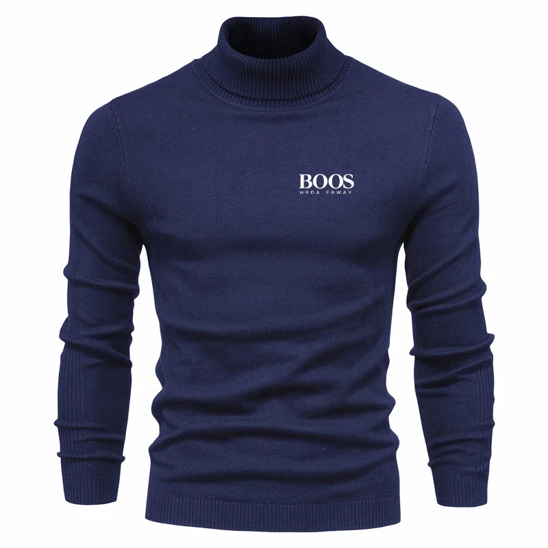 Embroidered New Winter Turtleneck Thick Mens Sweaters Casual Turtle Neck Quality Warm Slim Turtleneck Sweaters Pullover Men