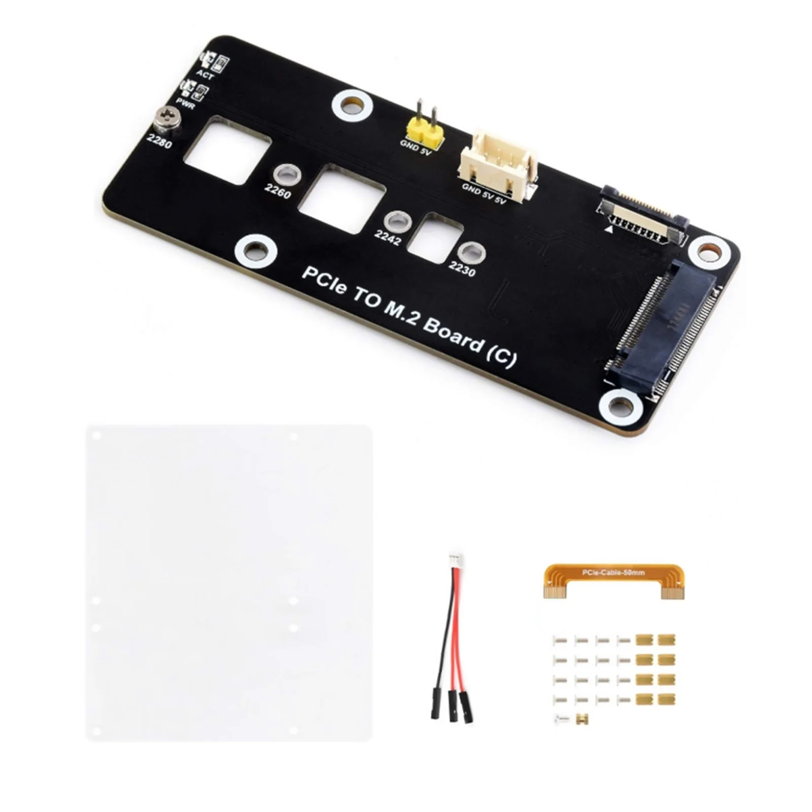 Placa adaptadora PCIe a M.2 NVMe SSD (C) HAT para Raspberry Pi5 Gen2 Gen3 2260 2280