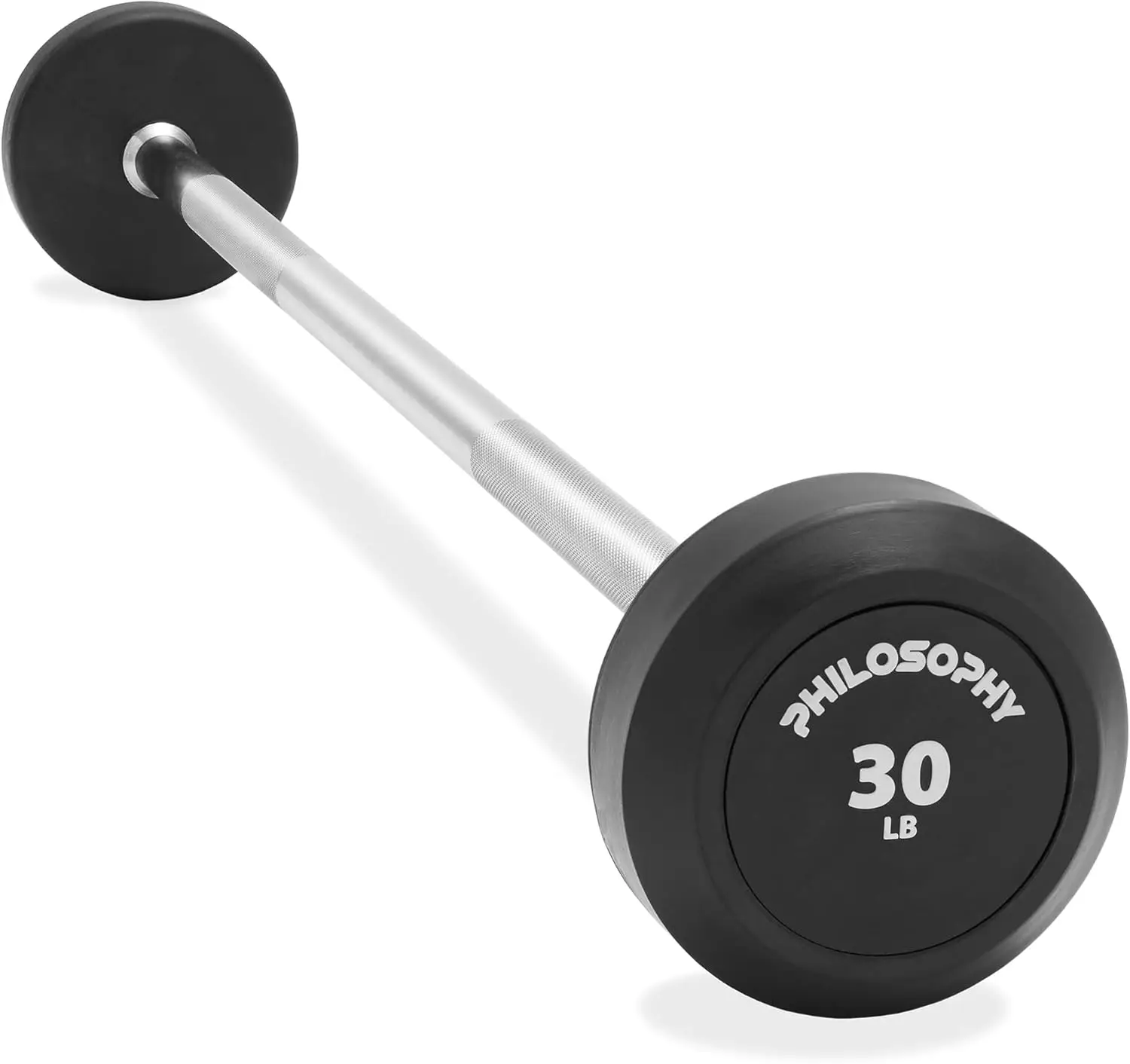 Rubber Fixed Barbell, Pre-Loaded Weight Straight Bar for Strength Training & Weightlifting