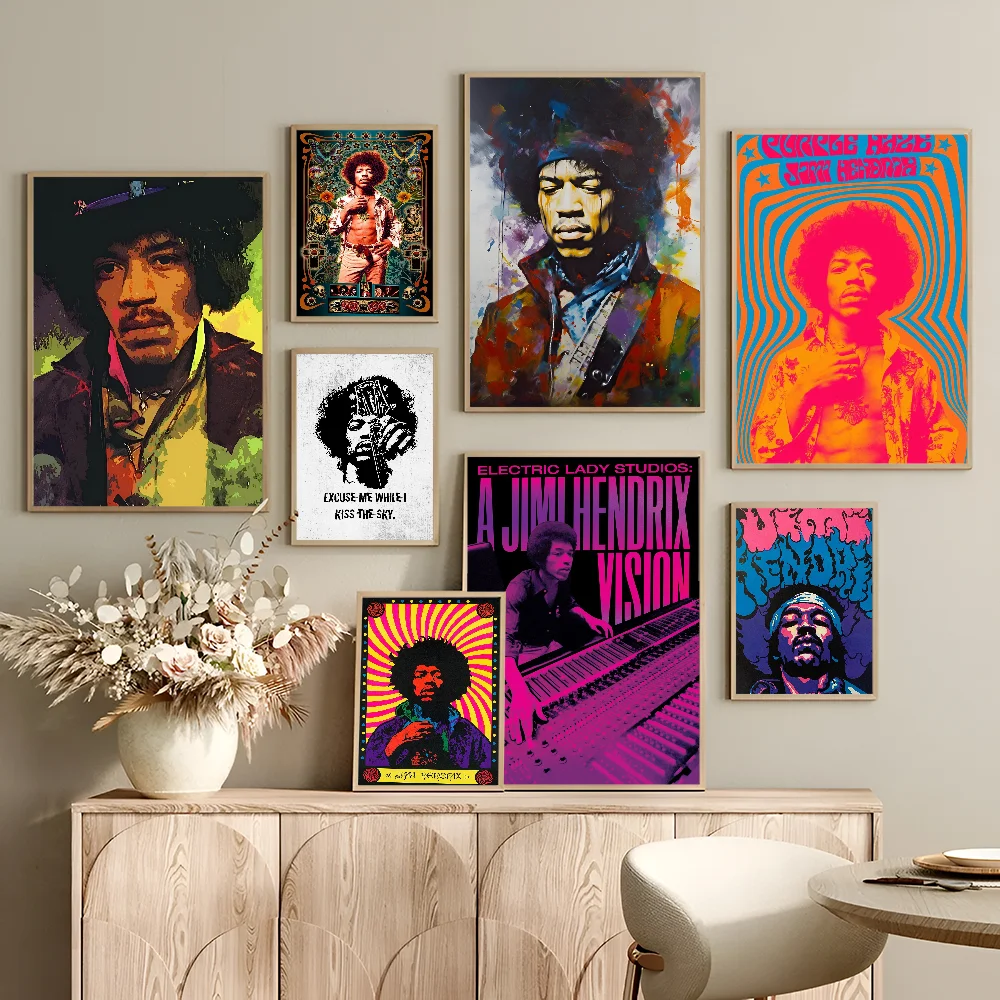 Jimi Hendrix Anime Posters Sticky Whitepaper Prints Posters Artwork Kawaii Room Decor