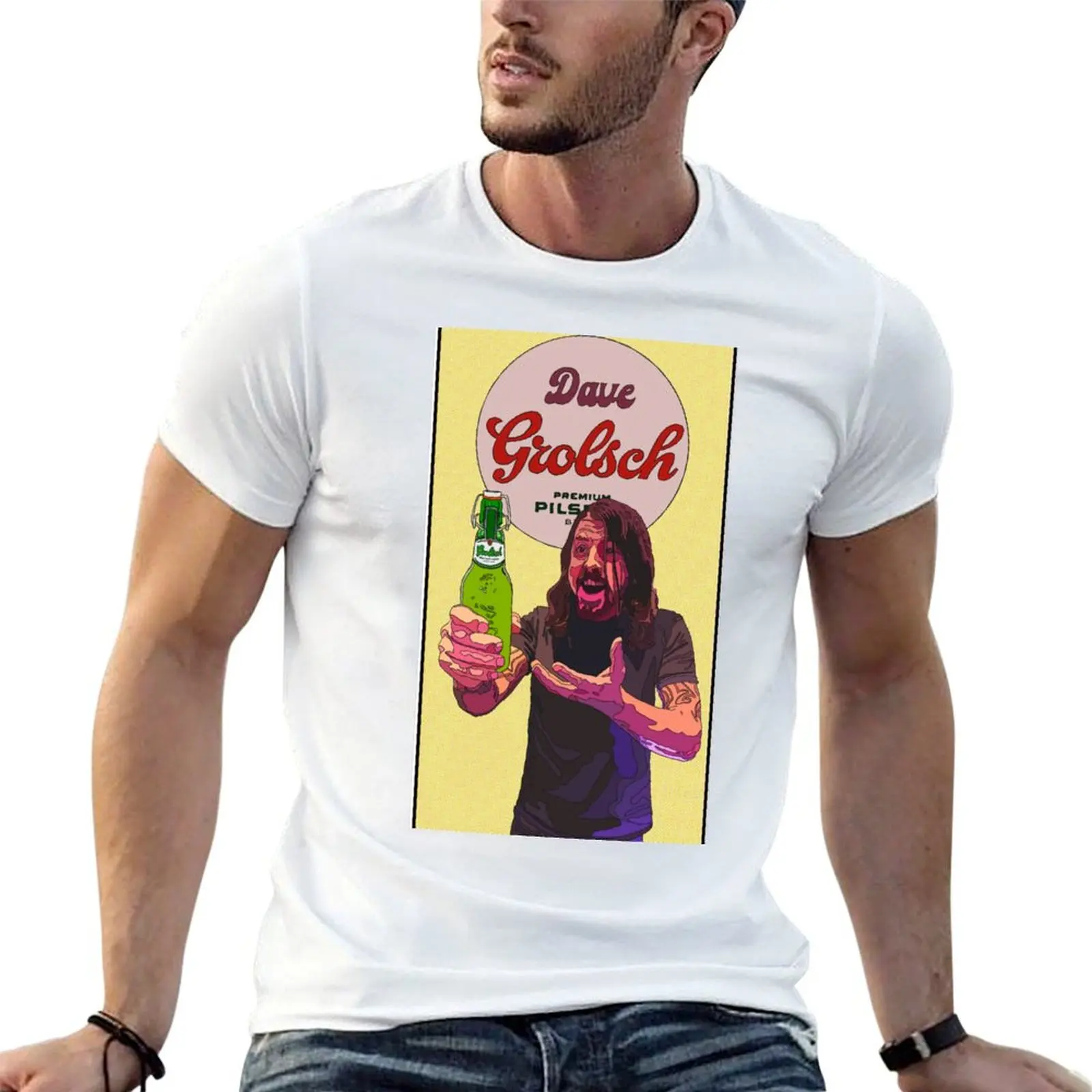 Dave Grolsch-Camiseta amarilla para hombre, camiseta de algodón para hombre, camisetas de algodón de alta calidad para hombre, camiseta divertida de algodón