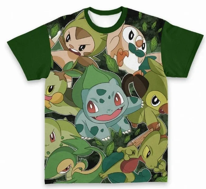 Sommer Neuheit: Pocket Monsters T-Shirt mit Mehrfachmustern, 3D-Volldruck, Farbblockierung, Lässig-Sportlich, Vielseitig, Atmungsaktiv, Kurzarm – Detail 6