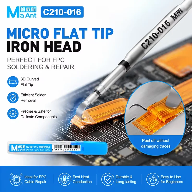 C210-016 Soldering Iron Tip 3D Curved Surface Assembly 210 Series Welding Station Quick Stripping FPC Ribbon Cable MAANT