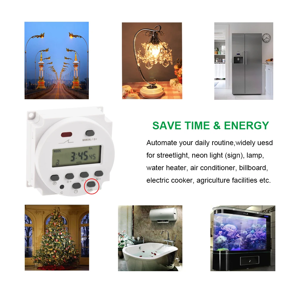 Gaqqee 1 الفاصل الزمني 12 فولت 24 فولت 110 فولت 220 فولت الرقمية LED الموقت التبديل 7 أيام أسبوعي للبرمجة الوقت التتابع مبرمج CN101S