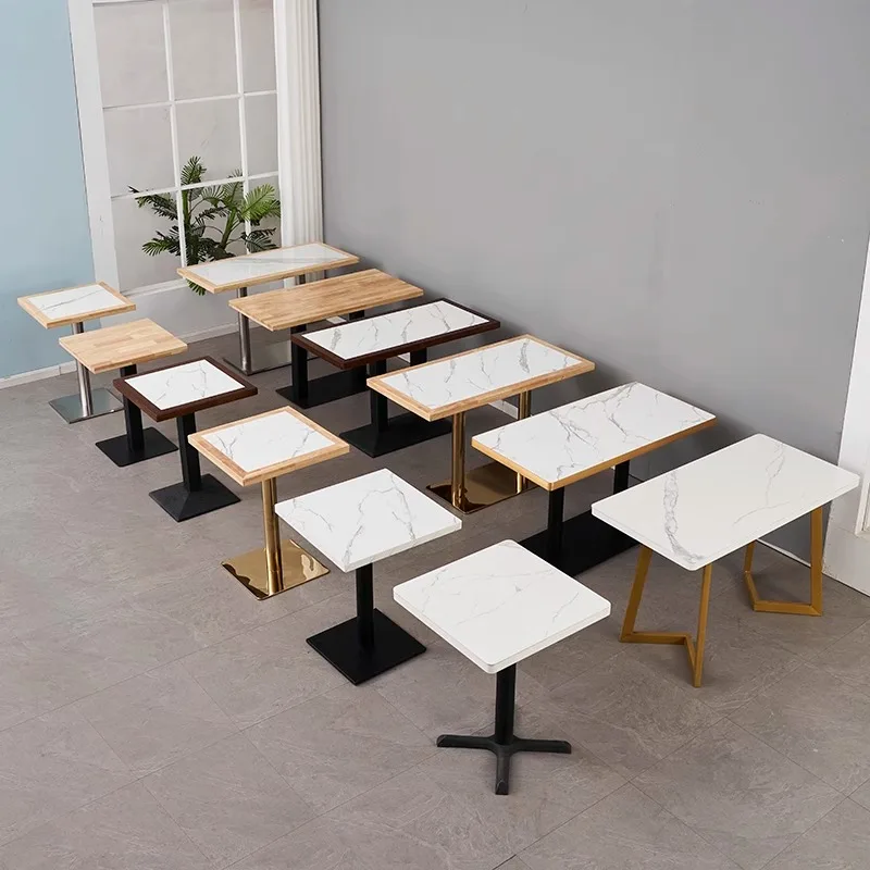 Hotel fast food table and chair restaurant snack catering commercial rectangular table noodle house milk tea shop solid wood sma