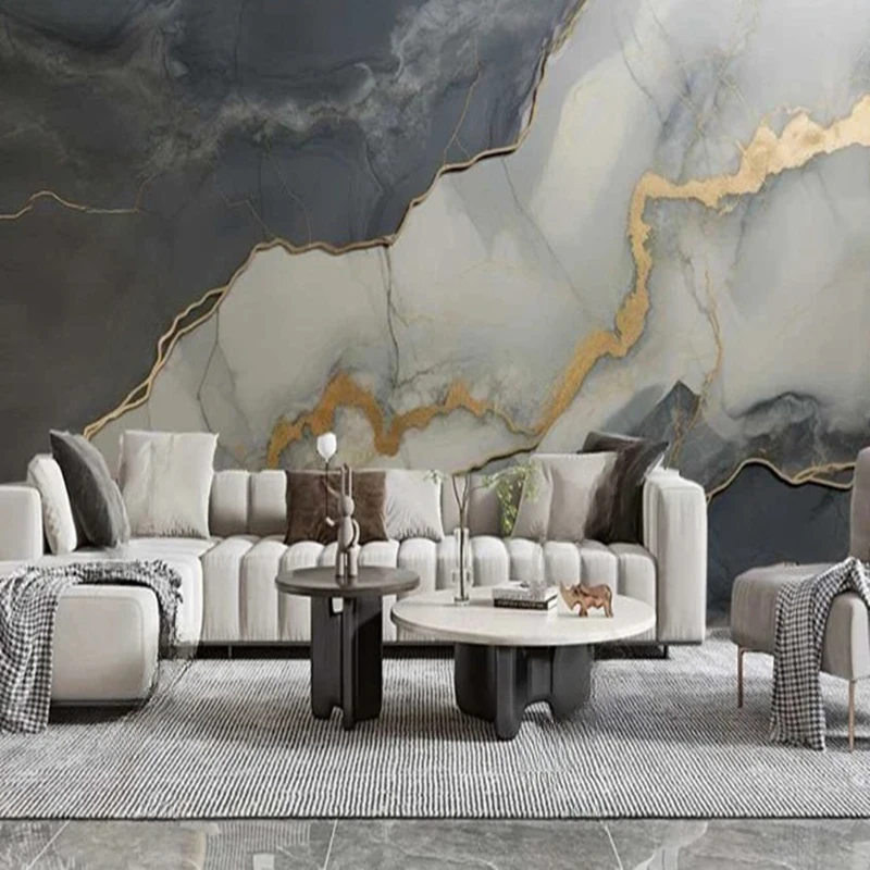MU8047 Mural Wallpaper Modern Abstract Oil Painting Blue Plaster Fresco Living Room Bedroom Background Wall Decor Papier Peint