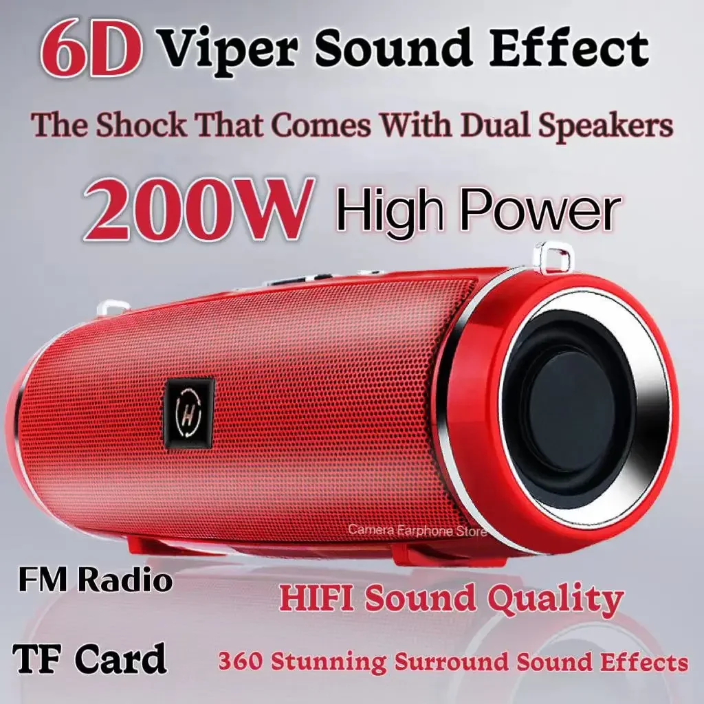 

Portable Wireless Bluetooth Speaker IPX7 Waterproof Outdoor HIFI Pillar Speaker Subwoofer Stereo Speaker FM Radio TF Boom Box