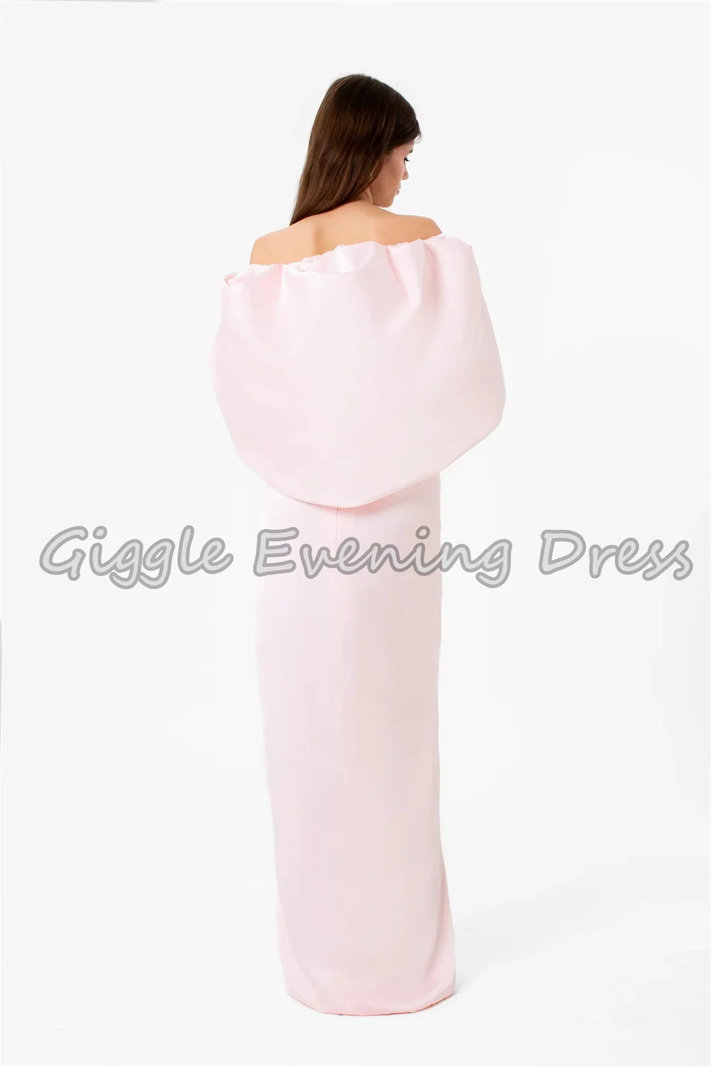 Giggle Crepe Straight Off-the-shoulder Neckline Pleats Floor Length Simple Saudi Evening Dresses For Women 2025 With Half Sleeve