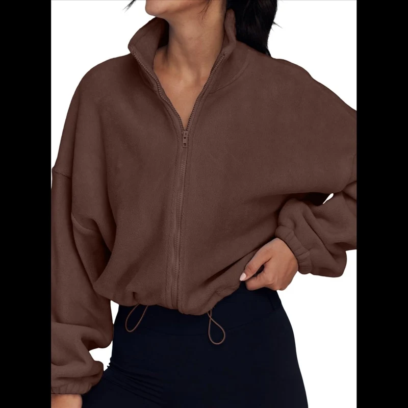 Women's Jacket Coat Sporty Stand Collar Zip Up Workout Casual Fashion Elegant Trendy Lightweight Soft