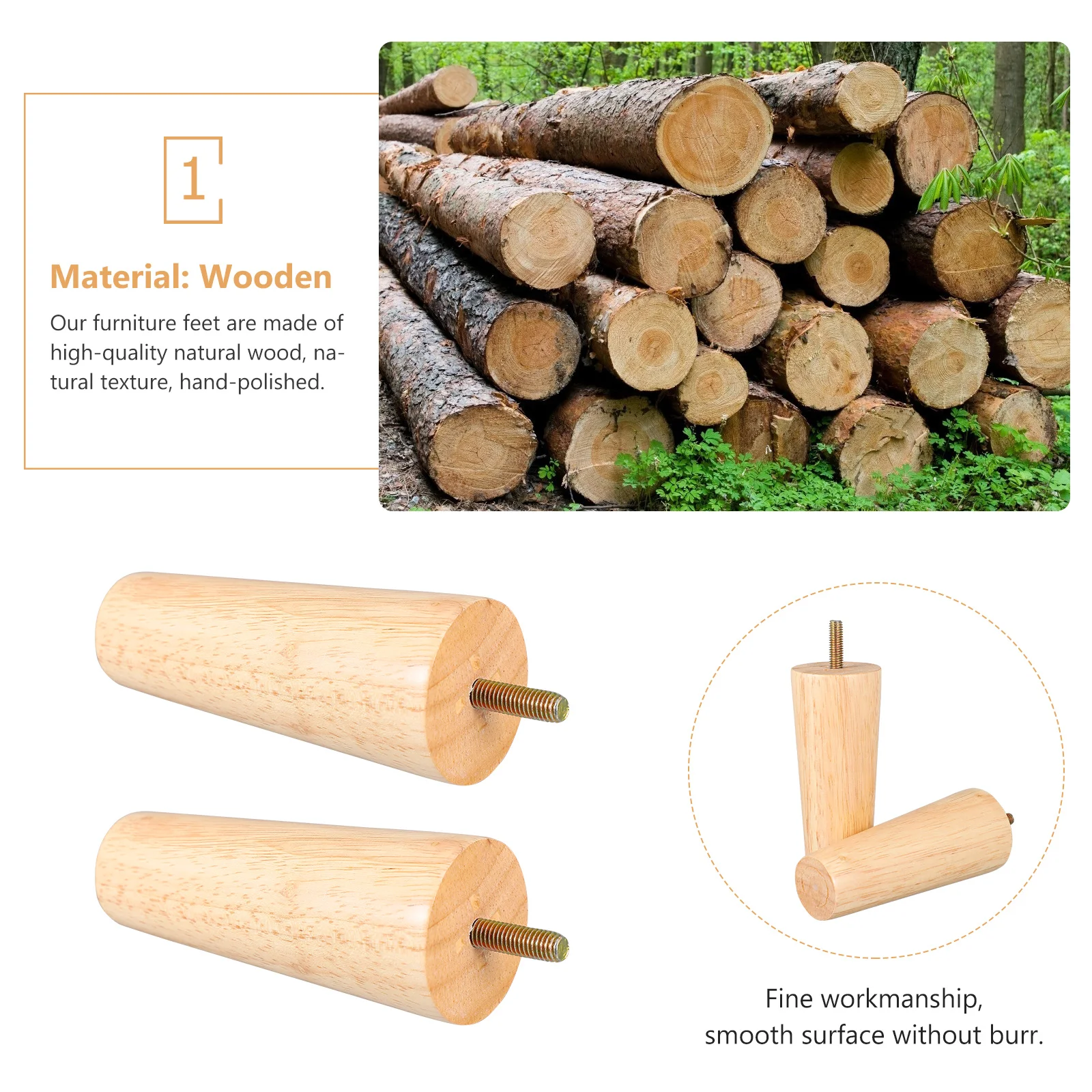 

4Pcs Tapered Wooden Legs for Furniture Solid Real Wood Build Elegant Simple Style Suitable Dining Table Sofa Bedside Cabinet