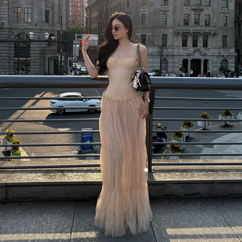 Romantique Vaion Sle dentelle haut bustier femmes été nouveauté léger moi transfrontalier Faion tricoté Dr