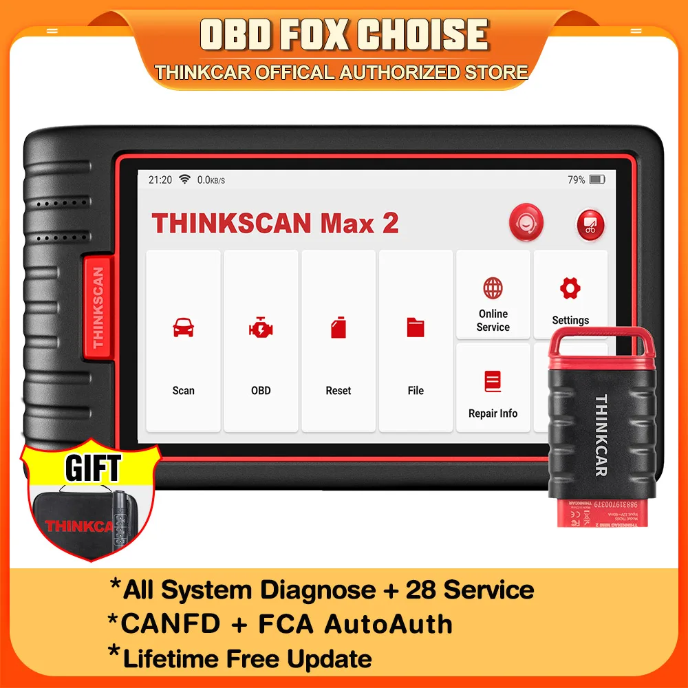 THINKCAR ThinkScan Max 2 Diagnosegeräte Vollsystem-Unterstützung CANFD Für GM 2023 AF DPF IMMO 28 Reset ECU-Codierung OBD2-Scanner