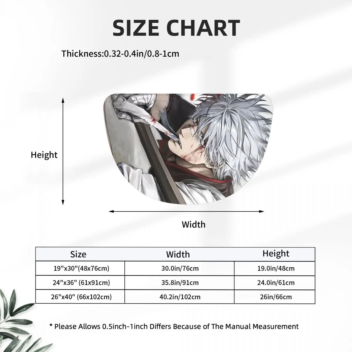 Anime Gintama Gintoki Soft Flannel Half Round Doormat Non Slip Bathroom Mat Absorbent Floor Carpet for Living Room