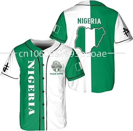 Baseball Jersey Personalized Name Nigeria 3D Baseball Shirt Gift Casual Fashion Men's and Women's Clothing