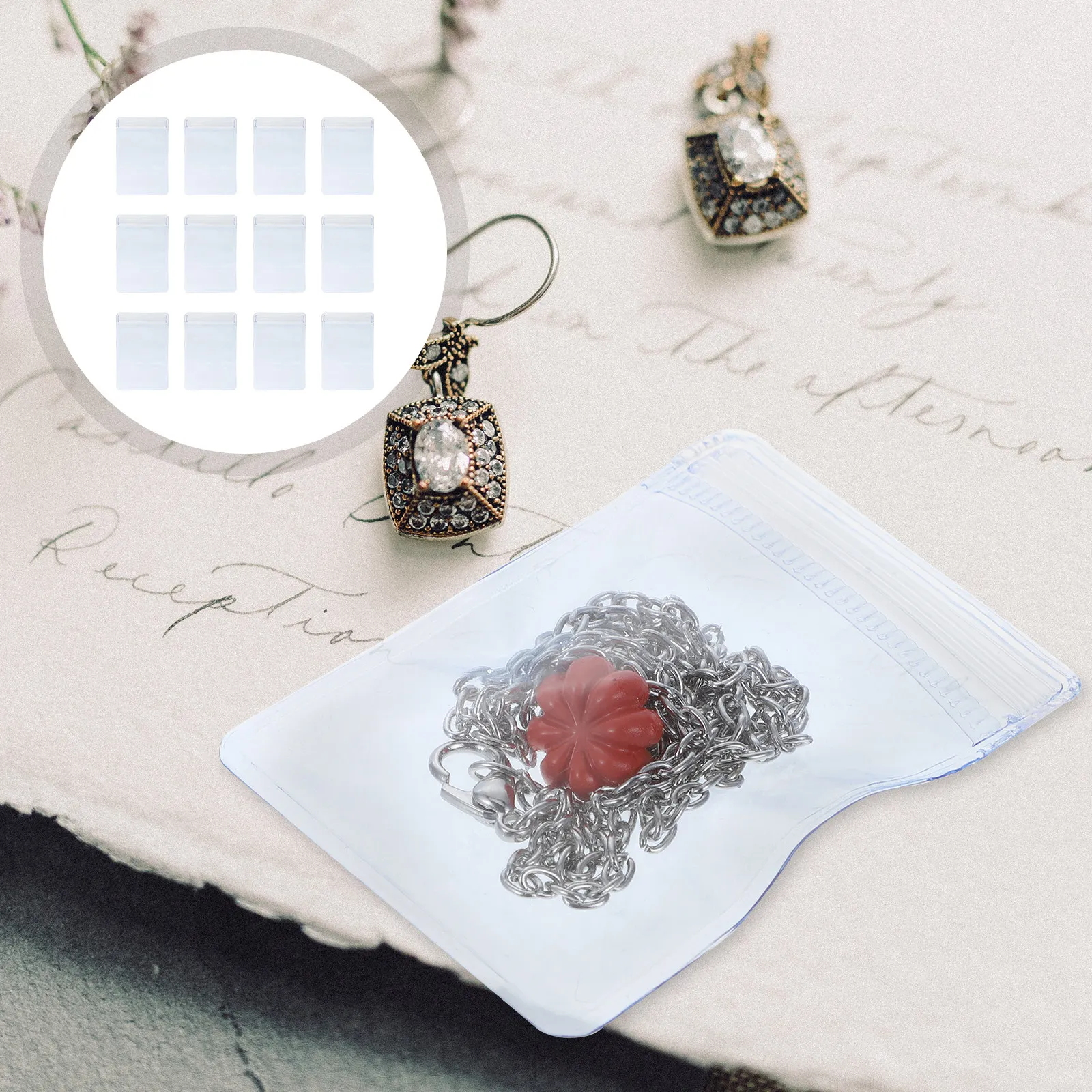 

200Pcs Photo Jewelry Bag Transparent Zipper Lock Storage Pouch for Earrings Rings Pearls Buttons Crafts Lightweight Foldable