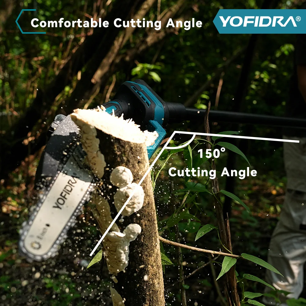 YOFIDRA 8 Inch Brushless Telescoping Pole Electric Chainsaw High Branch Saw Garden Pruning Power Tool For Makita 18V Battery Pin