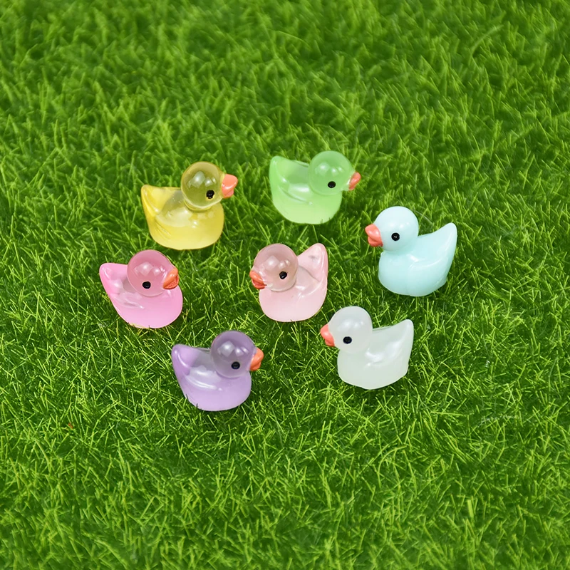 10/20pcs Mini Luminous Duck Ornaments Fluorescent Miniature Duck Figurines Fairy Garden Accessories Home Decor Glow In The Dark