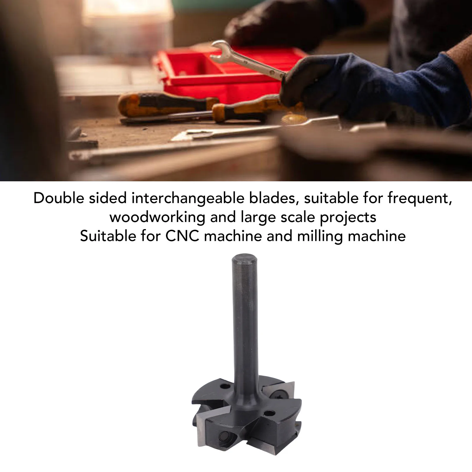 スラブ平坦化ルータービット 5/16インチ丸シャンク 1-1/2インチ切断径 4枚刃 CNCスポイルボードサーフェシングビット 木工用