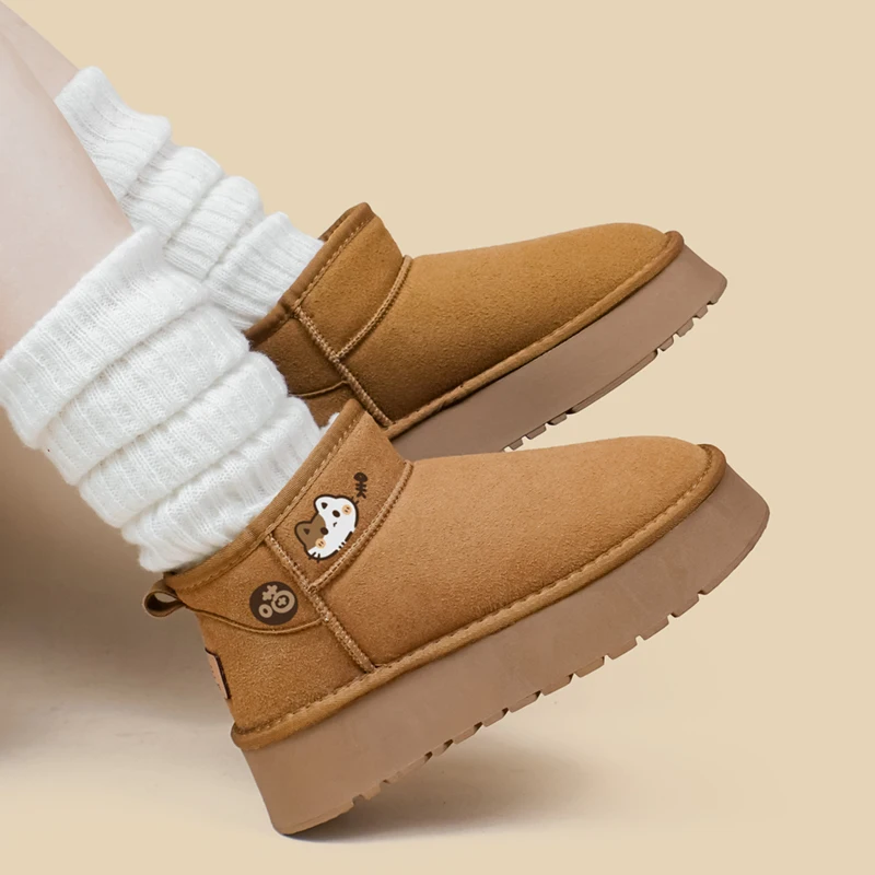 Amy and Michael Kawaii Anime Chunky Snow Boots Winter Keep Warm Plush Shoes Lovely Girls Women Thermal Cotton Padded Ankle Boots