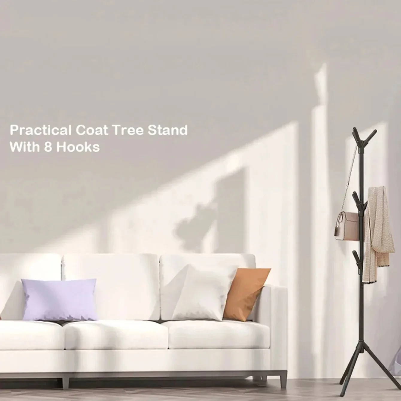 Clothes Rack Stand Tree Branch Shape Multi Hook Mobile and Convenient Coat Rack for Home Living Room