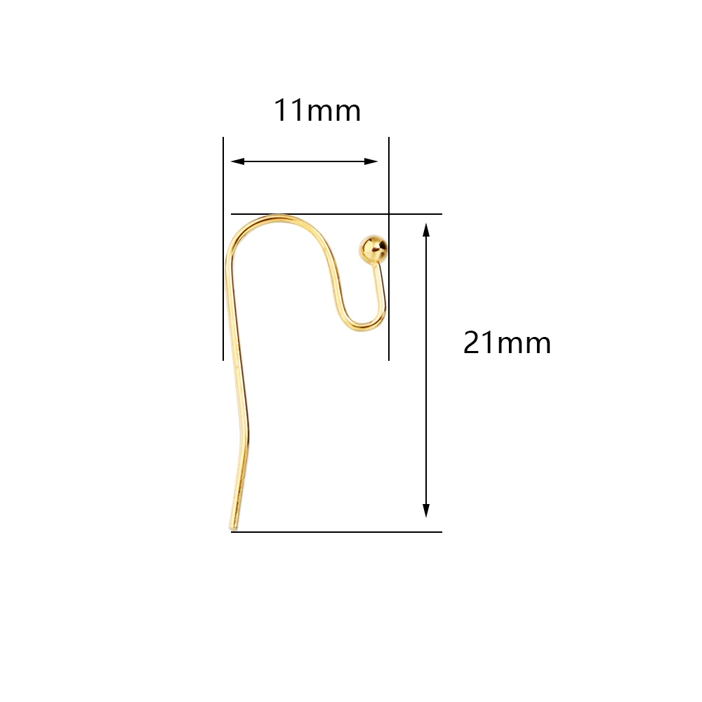 100 pçs/lote 11x21mm cabeça de bola de metal contas brinco ganchos fios de orelha fechos para diy brincos jóias fazendo acessórios suprimentos