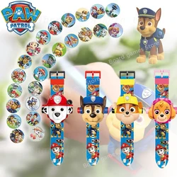 Paw Patrol projekcja 3D cyfrowy zegarek figurki Anime pościg marszall Skye Cartoon zabawki dla dzieci elektroniczny zegarek prezent dla dzieci