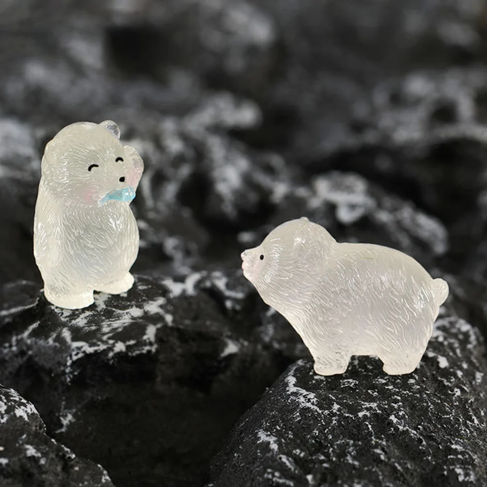 8 Pcs Miniature Polar Bear Animals Resin Garden Landscape Decoration Tiny Figurines