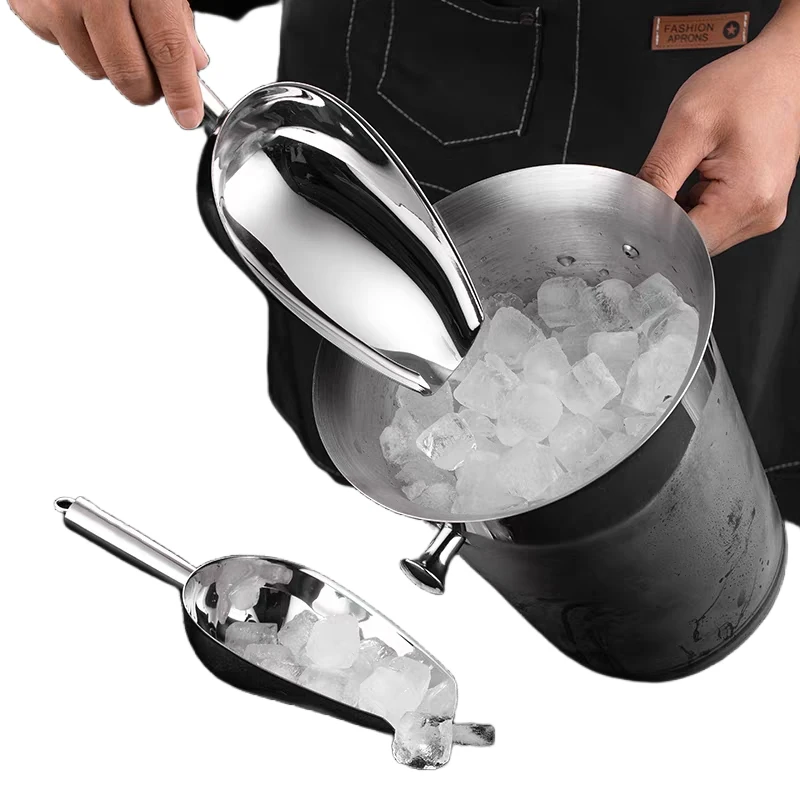 

9 Inch Ice Scoop Kitchen Food Candy Scoop Polish 304 Stainless Steel Ice Scoop Food Flour For Bar Commercial Kitchen Tools