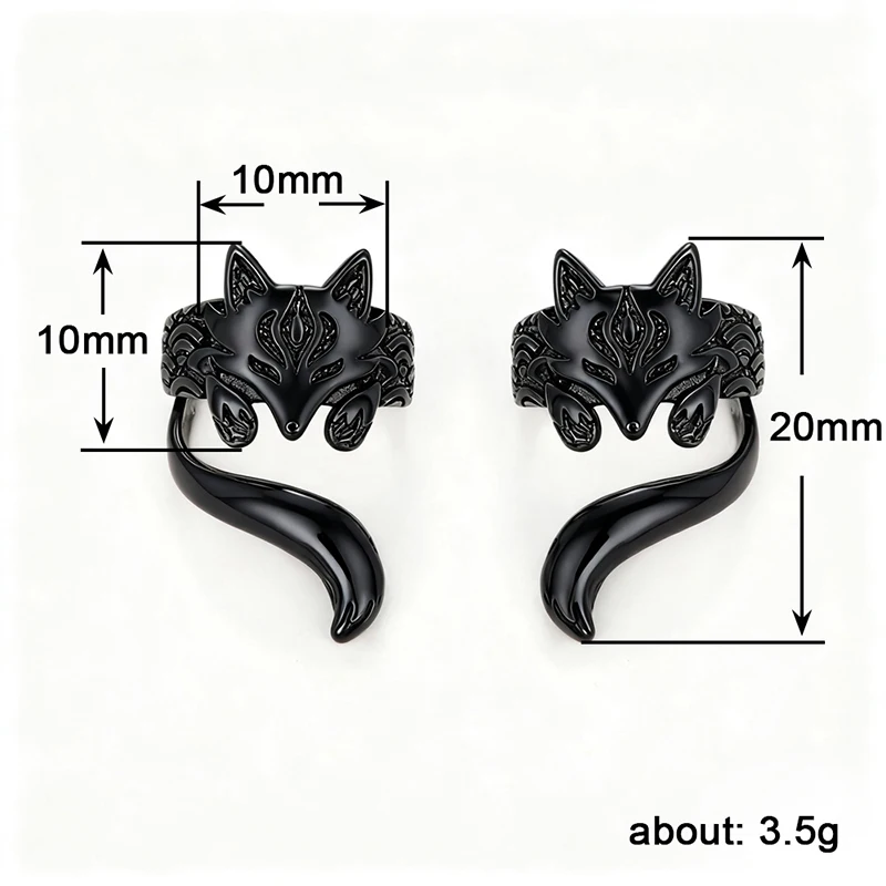 Huitan Vintage Fuchsförmige Ohrmanschetten-Ohrringe für Frauen, antike Silberfarbe, kreative Clip-Ohrringe, tägliches Tragen, vielseitiger Schmuck – Detail 18