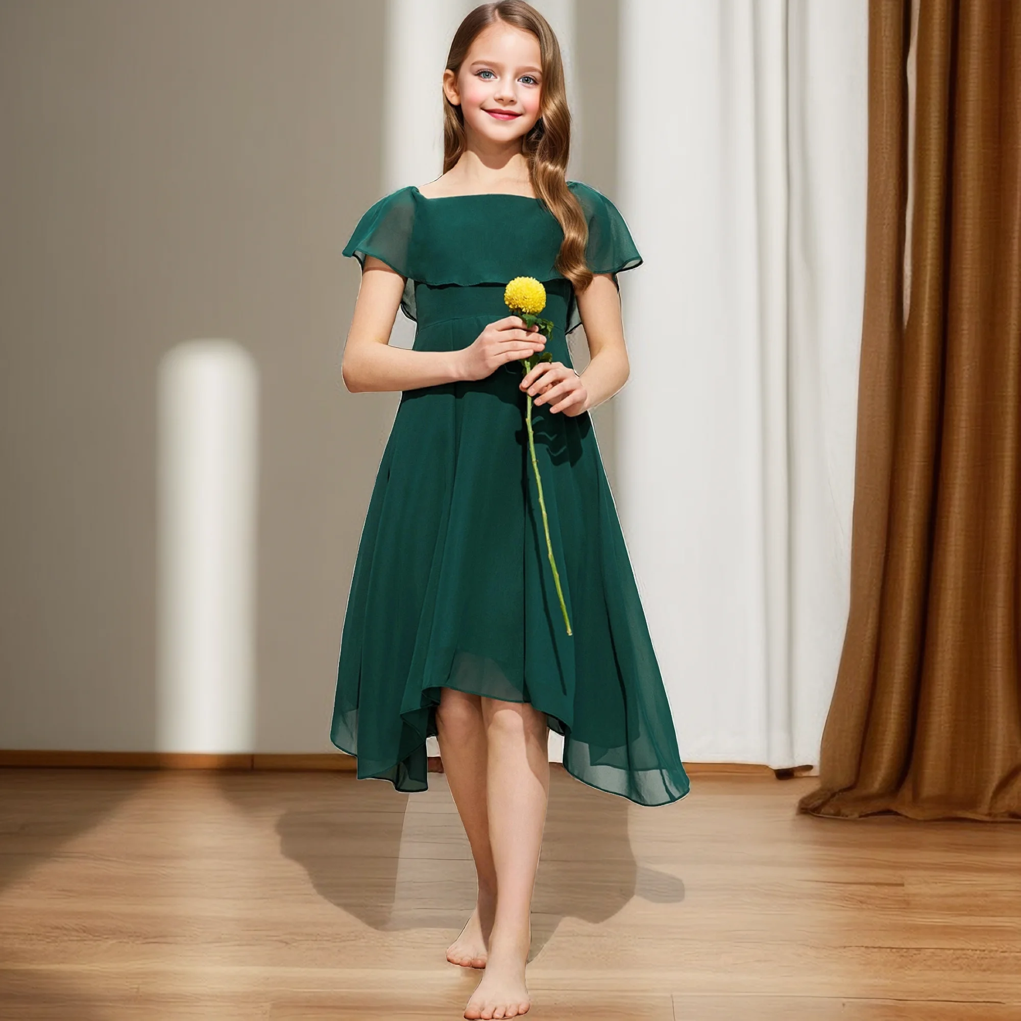 

A-Line Chiffon Junior Bridesmaid Dress Pageant Prom Night Ball-Gown Event Birthday Evening Party Wedding Ceremony For Children