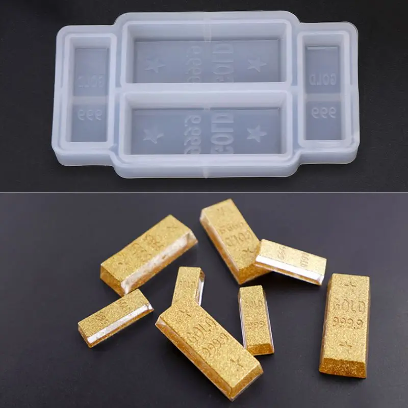 3D Simulation Gold Bar Kitchen Baking Mold Silicone Cake Decorating Tools Fondant Chocolate Mould Biscuits Silicone Mold