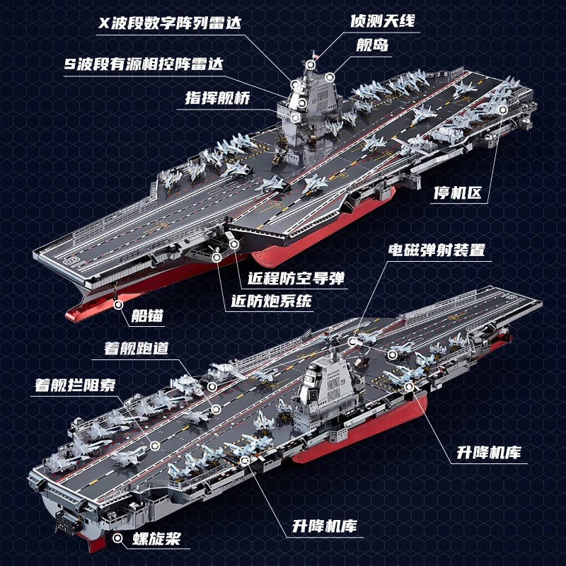 IRON STAR 3D Metal Puzzle C62209 Fujian Aircraft Carrier Model Kits DIY Laser Cutting Jigsaw Toys for Adults Children