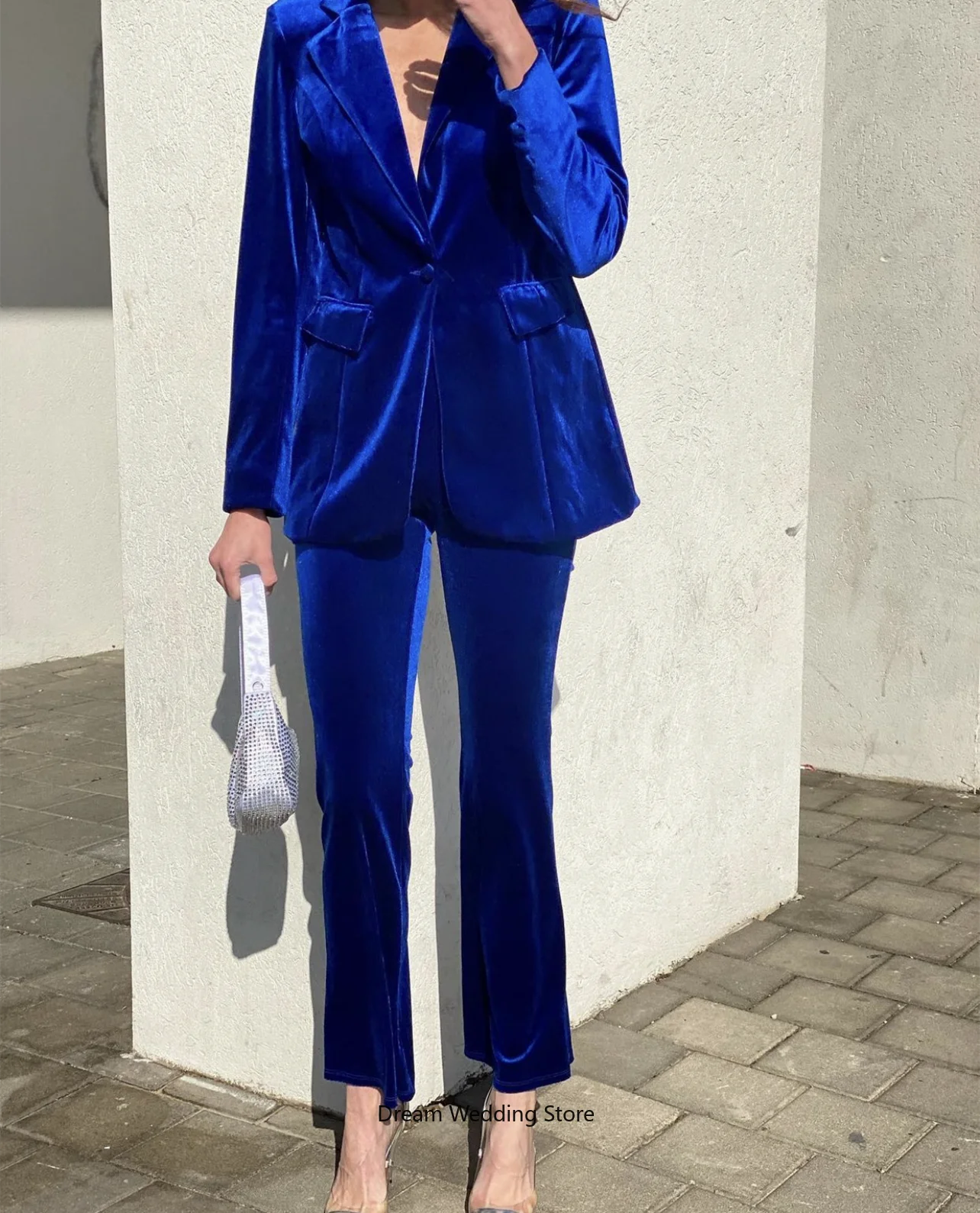 Costume en velours pour femmes, ensemble deux pièces, Blazer formel élégant OL bureau + pantalon sur mesure, robe de bal de fin d'année