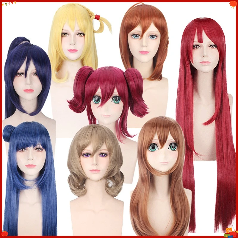 Synthetic Cosplay Wig for Idol Anime Group, Chika-Inspired, Yoshiko-Inspired, Mari-Inspired, Full Set, Party Costume, Heat