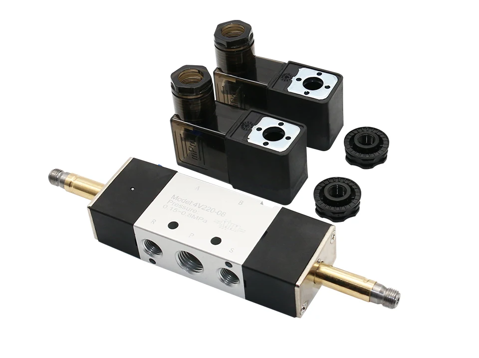 Magnetventil 4V120-06/4V220-08/4V320-10/4V420-15 Solenoid Valve 2 Position 5 Port Pneumatic Air Valves DC12V DC24V AC110V AC220V Doub Pneumatik — Detail 4