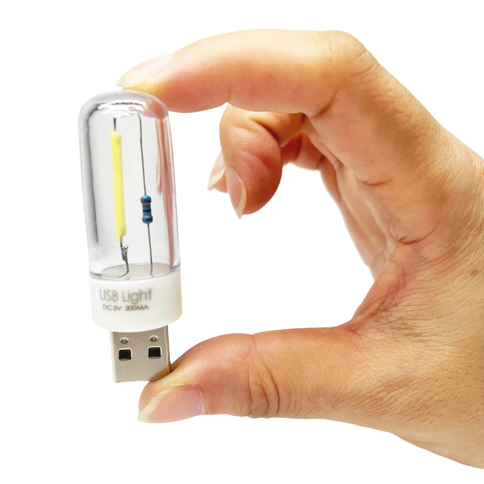 Luz de noche LED USB, lámpara de Camping, filamento, iluminación portátil, carga USB, Bombilla de energía móvil, 5V